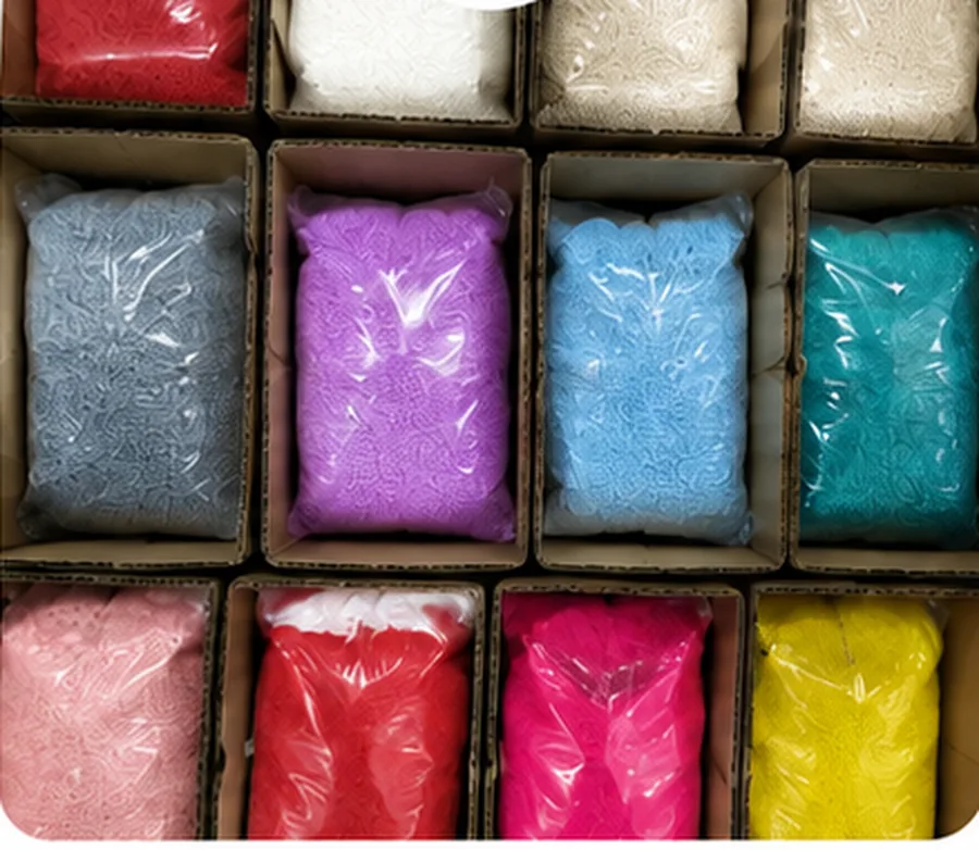 Single colors of fuse beads bagged and sorted into cartons by hand